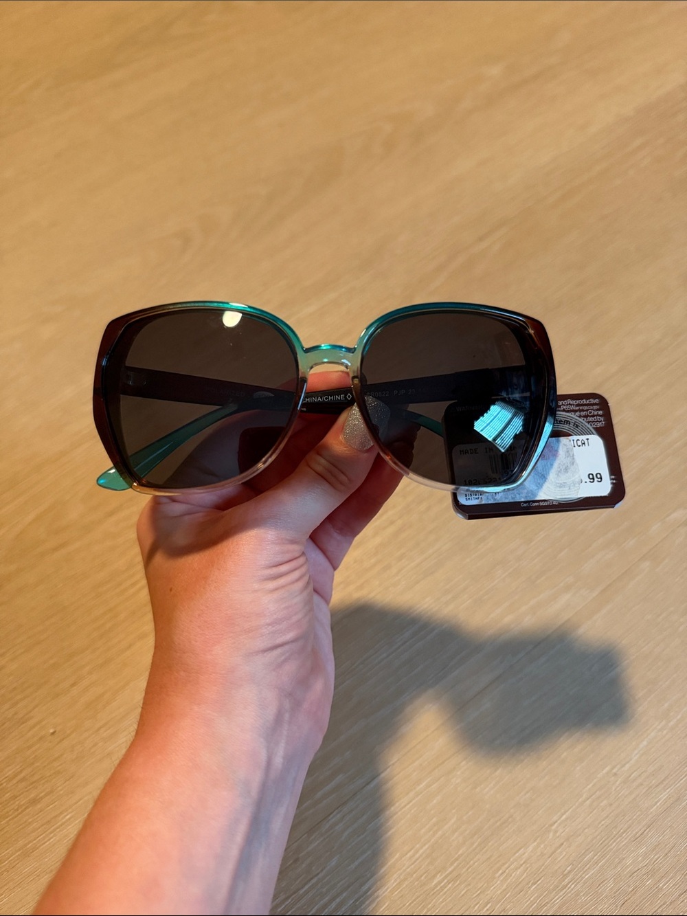 NWT Panama Jack Polarized Butterfly Style Teal/Brown Sunglasses